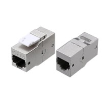 Проходной адаптер (coupler) RJ-45 (8P8C) формата Keystone Jack категория 6a 4 пары экранированный черный Hyperline CA2-KJ-C6A-SH-BK