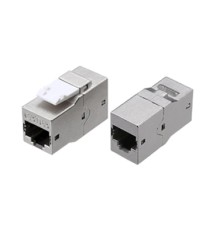 Проходной адаптер (coupler) RJ-45 (8P8C) формата Keystone Jack категория 6a 4 пары экранированный черный Hyperline CA2-KJ-C6A-SH-BK