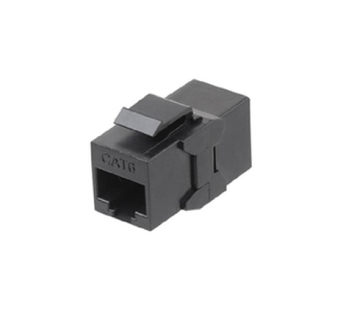 Проходной адаптер (coupler) RJ-45 (8P8C) формата Keystone Jack категория 6 4 пары черный Hyperline CA2-KJ-C6-BK