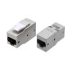 Проходной адаптер (coupler) RJ-45 (8P8C) формата Keystone Jack категория 6 4 пары экранированный серебристый Hyperline CA2-KJ-C6-SH-BK
