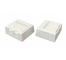 Корпус настенной розетки для установки 2-х вставок типа Keystone Jack со шторкой белый Hyperline SBB4-2-WH