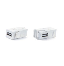 Вставка формата Keystone Jack с проходным адаптером USB 3.0 (Type A) 90 градусов ROHS белая Hyperline KJ1-USB-VA3-WH