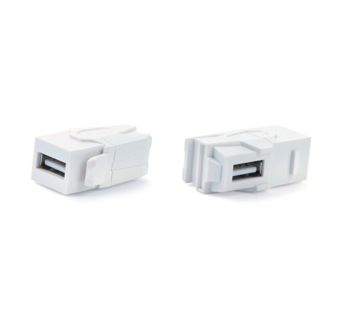 Вставка формата Keystone Jack с проходным адаптером USB 3.0 (Type A) 90 градусов ROHS белая Hyperline KJ1-USB-VA3-WH