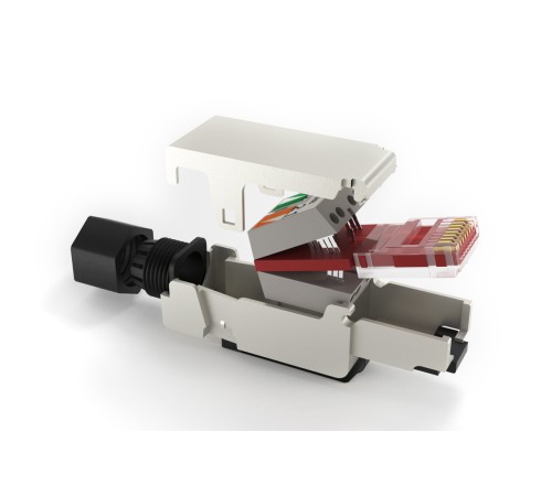 Разъем RJ-45 (8P8C) под витую пару полевая заделка Hyperline PLUF-8P8C-S-C6A-SH