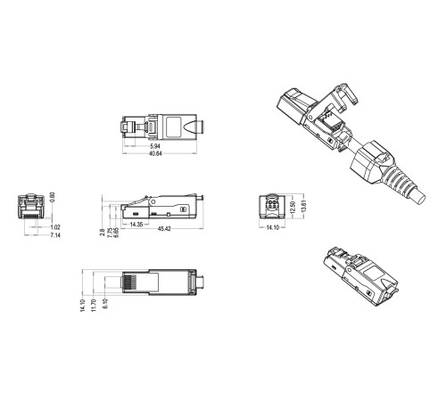 Разъем RJ-45 (8P8C) под витую пару полевая заделка категория 6 Hyperline PLUD-8P8C-S-C6-VL Разъем RJ-45 (8P8C) под витую пару полевая заделка категория 6 Hyperline PLUD-8P8C-S-C6-VL