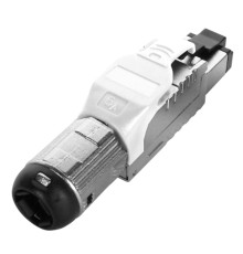 Разъем полевой оконцовки RJ-45 (8P8C) под витую пару для одножильного кабеля toolless категория 6A экранированный накручивающийся хвостовик белый Hyperline PLUE-8P8C-S-C6A-SH-WH
