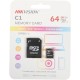 Флеш карта microSDXC 64GB Hikvision HS-TF-C1(STD)/64G/Adapter