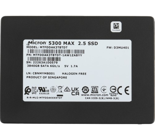 Накопитель SSD Crucial SATA-III 3.84TB MTFDDAK3T8TDT-1AW1ZABYY