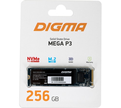 Накопитель SSD Digma PCIe 3.0 x4 256GB DGSM3256GP33T