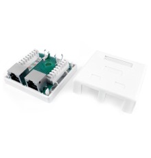 Розетка компьютерная RJ-45 (8P8C) категория 6 экранированная двойная внешняя Dual IDC Hyperline SB1-2-8P8C-C6-SH-WH