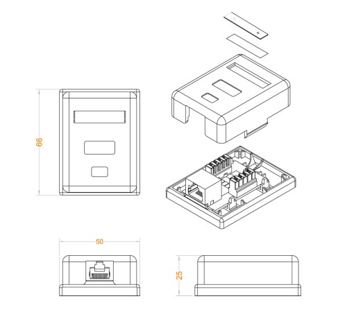 Розетка компьютерная RJ-45 (8P8C) категория 5e экранированная одинарная внешняя Dual IDC Hyperline SB1-1-8P8C-C5e-SH-WH Розетка компьютерная RJ-45 (8P8C) категория 5e экранированная одинарная внешняя Dual IDC Hyperline SB1-1-8P8C-C5e-SH-WH