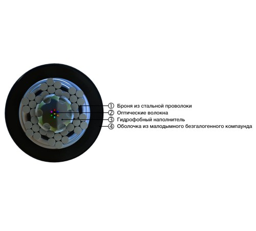 Волоконно-оптический кабель Hyperline FO-AWS2-IN/OUT-503-12-LSZH-BK