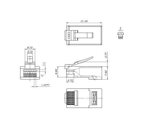 Разъем легкой оконцовки RJ-45 (8P8C) (100 шт.) Hyperline PLEZ-8P8C-U-C6-100 Разъем легкой оконцовки RJ-45 (8P8C) (100 шт.) Hyperline PLEZ-8P8C-U-C6-100