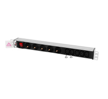 Блок розеток Rem -10 без шнура с выкл. 5 Sсhuko IEC 60320 C13 вход C14 10A алюм. 19 Rem R-10-5S-5C13-V-440-Z 30112226905