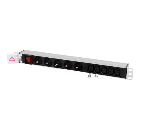 Блок розеток Rem -10 без шнура с выкл. 5 Sсhuko IEC 60320 C13 вход C14 10A алюм. 19 Rem R-10-5S-5C13-V-440-Z 30112226905
