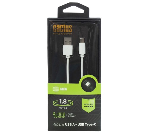 Кабель Cactus CS-USB.A.USB.C-1.8 Кабель Cactus CS-USB.A.USB.C-1.8