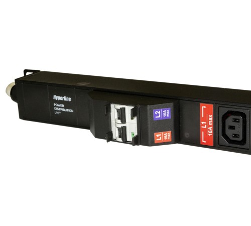 Блок розеток вертикальный Hyperline SHE-36IEC-6BIEC-B-2.5PVB