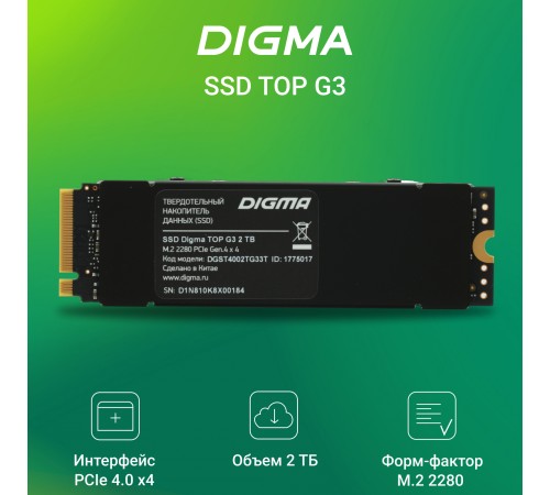 Накопитель SSD Digma PCIe 4.0 x4 2TB DGST4002TG33T