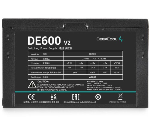 Блок питания DeepCool ATX 450W DE600 V2 Game Storm DP-DE600-WGEU-RU/DE600US-PH