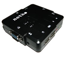 KVM Переключатель Netko настольный 2 порта USB+аудио в комплекте: кабеля 1.8м (NLVVUA18) черный NCS-21UA (54954)
