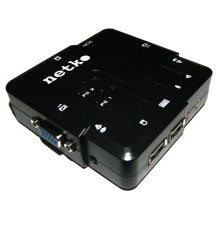KVM Переключатель Netko настольный 2 порта USB+аудио в комплекте: кабеля 1.8м (NLVVUA18) черный NCS-21UA (54954)