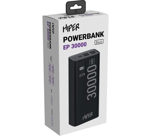 Мобильный аккумулятор Hiper EP 30000 BLACK