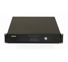 Полка (ящик) для документов с замком 2U 88х483х460мм (ВхШхГ) цвет черный (RAL 9004) Hyperline TDR3-2U-460-RAL9004