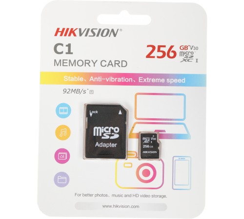Флеш карта microSDXC 256GB Hikvision HS-TF-C1(STD)/256G/Adapter