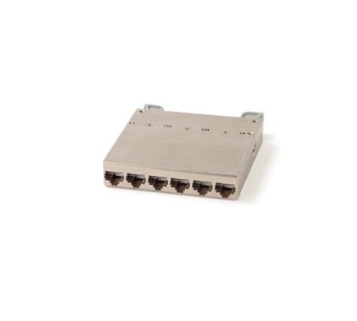 Кассета для медных претерминированных решений 6 экранированных портов RJ-45 категории Hyperline PPTR-CSS-1-6xRJ45-C6-SH-STL