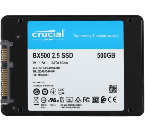Накопитель SSD Crucial S SATA-III 500GB CT500BX500SSD1