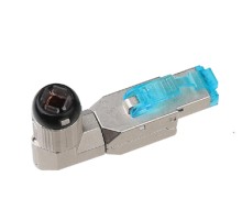 Разъем полевой оконцовки RJ-45 (8P8C) под витую пару угловой для одножильного кабеля toolless категория 6A экранированный накручивающийся хвостовик IDC Hyperline PLUD-A-8P8C-S-C6A-SH