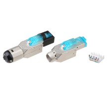 Разъем полевой оконцовки RJ-45 (8P8C) под витую пару для одножильного кабеля toolless категория 8 экранированный накручивающийся хвостовик IDC Hyperline PLUD-8P8C-S-C8-SH