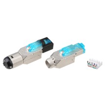 Разъем полевой оконцовки RJ-45 (8P8C) под витую пару для одножильного кабеля toolless категория 8 экранированный накручивающийся хвостовик IDC Hyperline PLUD-8P8C-S-C8-SH