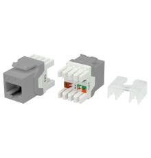 Вставка Keystone Jack RJ-45 (8P8C) Hyperline KJ8-8P8C-C6-180-GY