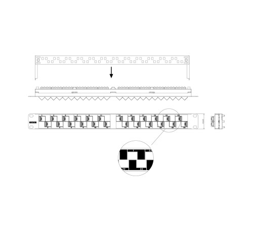 Патч-панель Hyperline PP2A-19-24S-8P8C-C5E-110