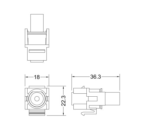 Вставка формата Keystone Jack с проходным адаптером TRS 3.5 мм ROHS белая Hyperline KJ1-TRS-D3.5-WH