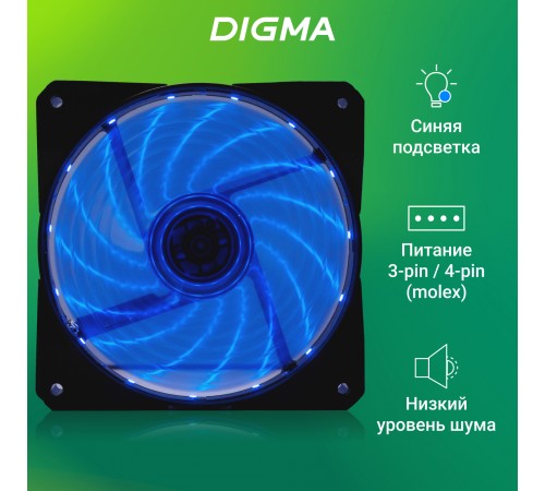 Вентилятор для корпуса Digma DFAN-LED-BLUE