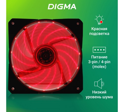 Вентилятор для корпуса Digma DFAN-LED-RED