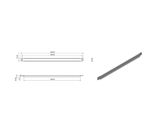 Фальш-панель на 0.5U цвет черный (RAL 9005) Hyperline BPV-0.5-RAL9005