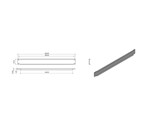 Фальш-панель на 1U цвет черный (RAL 9005) Hyperline BPV-1-RAL9005