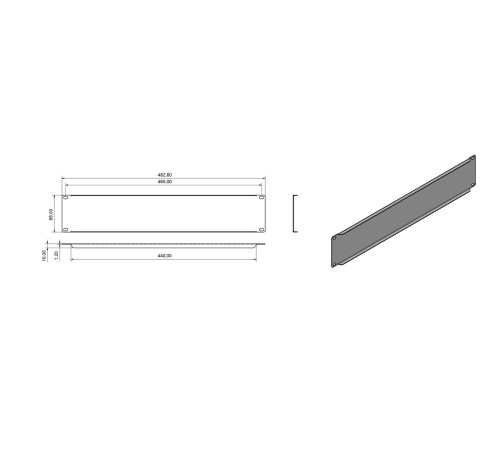 Фальш-панель на 2U цвет черный (RAL 9005) Hyperline BPV-2-RAL9005