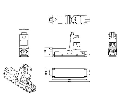 Проходной адаптер (coupler) категория 6 полный экран IDC Hyperline CA3-IDC-C6-SH-F-SL