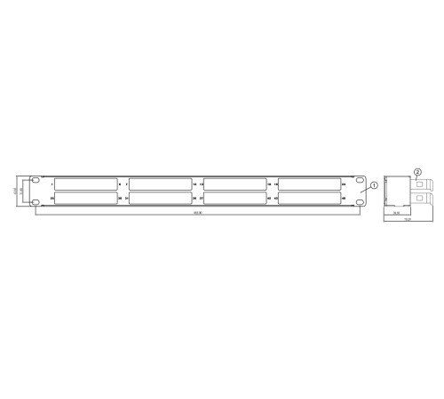 Патч-панель Hyperline PPTR-19-8CU-STL