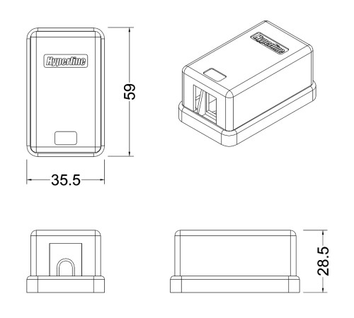 Корпус настенной розетки для установки 1-ой вставки типа Keystone Jack белый Hyperline SBB3-1-WH