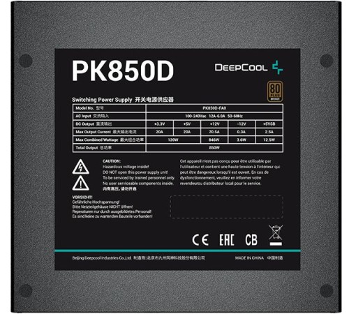Блок питания DeepCool ATX 850W PK850D R-PK850D-FA0B-EU