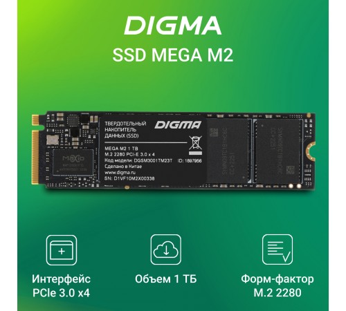 Накопитель SSD Digma PCIe 3.0 x4 1TB DGSM3001TM23T