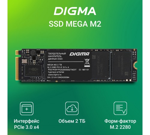 Накопитель SSD Digma PCIe 3.0 x4 2TB DGSM3002TM23T