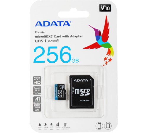 Флеш карта microSDXC Adata AUSDX256GUICL10A1-RA1