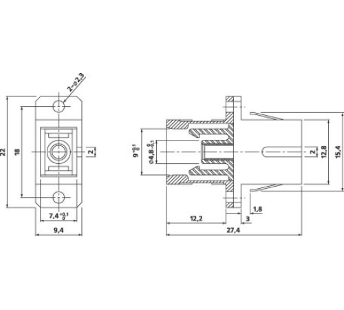 Оптический проходной адаптер SC-SC MM simplex Hyperline FA-P01Z-SC/SC-N/BK-BK