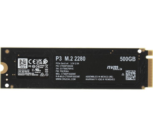 Накопитель SSD Crucial PCIe 3.0 x4 500GB CT500P3SSD8